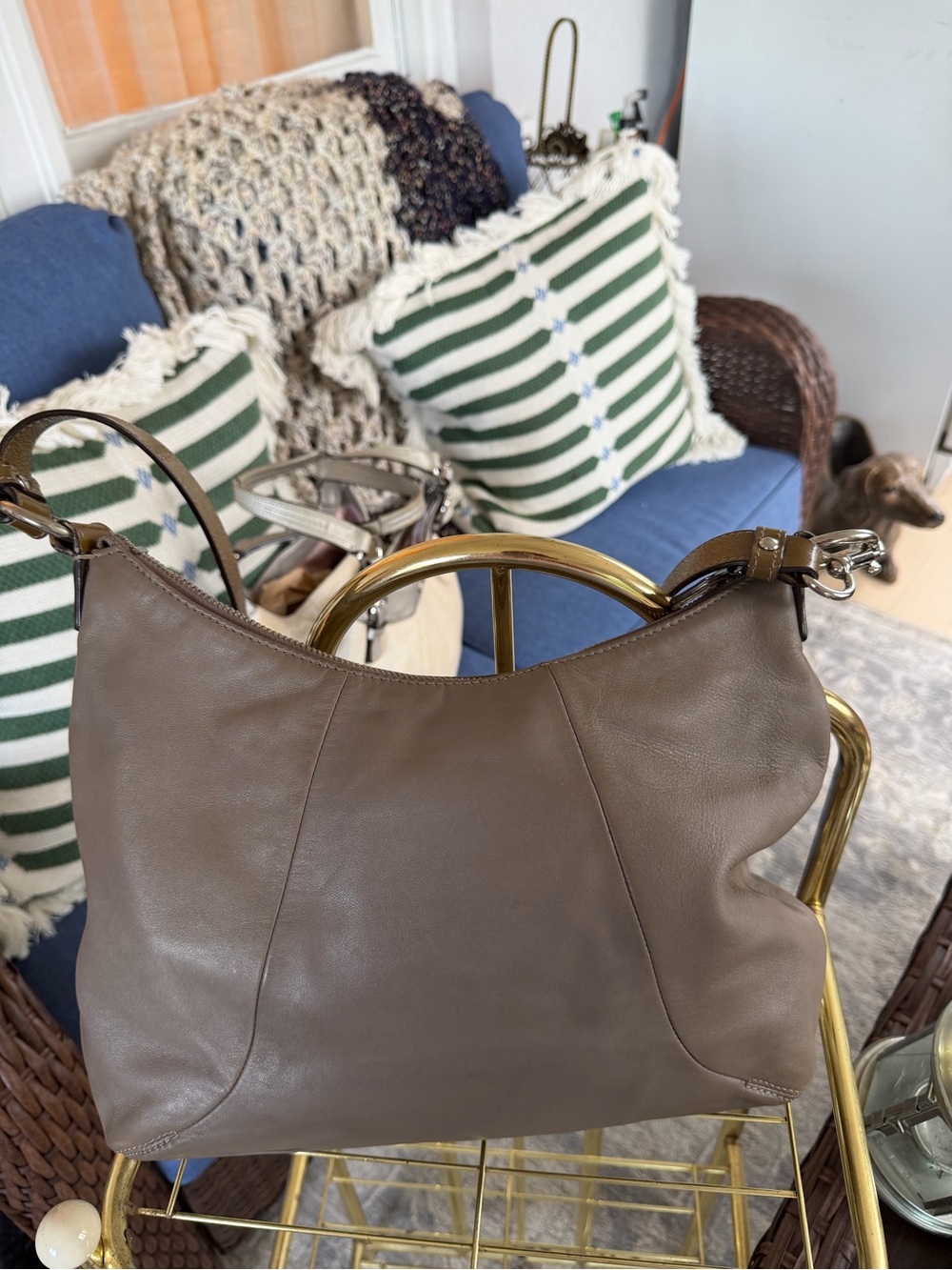 Coach Olive and Tan Leather Shoulder Bag - Picture 10 of 12